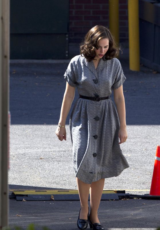 FELICITY JONES on the Pre-Production Set of On the Basis of Sex in Montreal 09/27/2017