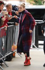 GIGI HADID Arrives at BBC Radio One in London 09/18/2017