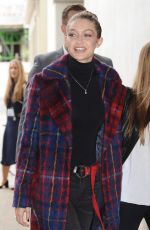 GIGI HADID Arrives at BBC Radio One in London 09/18/2017