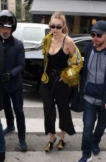 GIGI HADID Leaves Her Hotel in Paris 09/27/2017