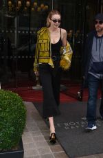 GIGI HADID Leaves Her Hotel in Paris 09/27/2017