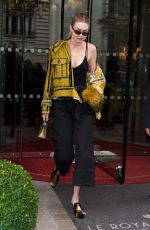 GIGI HADID Leaves Her Hotel in Paris 09/27/2017