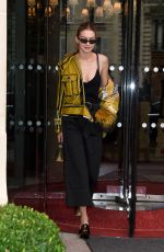 GIGI HADID Leaves Her Hotel in Paris 09/27/2017