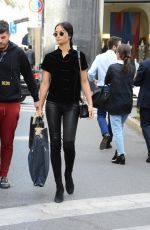 IRINA SHAYK Out Shopping in Milan 09/22/2017
