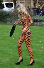 JOANNA KRUPA Wearing Bodypaint Protesting Outside Westminster in London 09/11/2017
