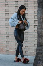 KARRUECHE TRAN in Tights Leaves Sugarfish in Los Angeles 09/26/2017