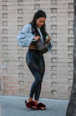 KARRUECHE TRAN in Tights Leaves Sugarfish in Los Angeles 09/26/2017