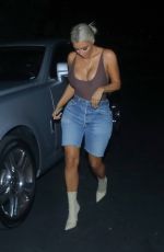 KIM KARDASHIAN in Skintight Bodysuit and Denim Cut-offs Out in Los Angeles 09/15/2017