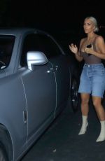 KIM KARDASHIAN in Skintight Bodysuit and Denim Cut-offs Out in Los Angeles 09/15/2017