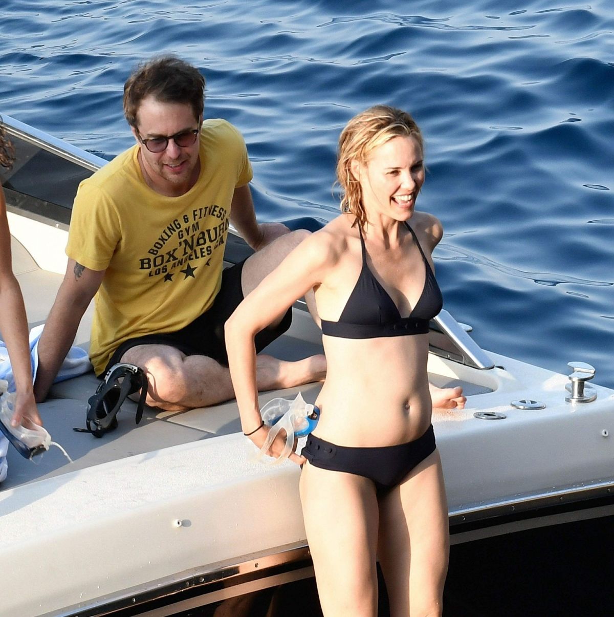 LESLIE BIBB in Bikini at a Boat at Amalfi Coast 08/30/2017.