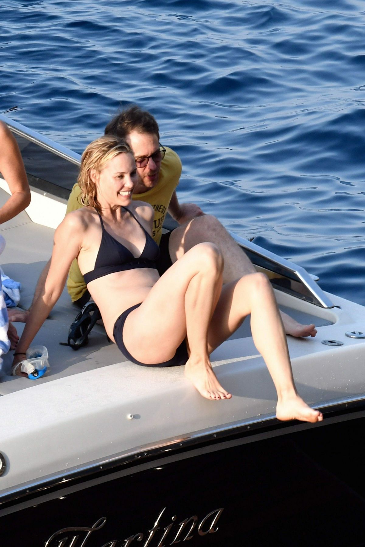 LESLIE BIBB in Bikini at a Boat at Amalfi Coast 08/30/2017.