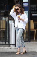 LILY COLLINS Out for a Coffee in Los Angeles 09/15/2017