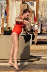 LINDSAY LOHAN in Swimsuit at a Beach in Mykonos 09/03/2017