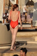 LINDSAY LOHAN in Swimsuit at a Beach in Mykonos 09/03/2017