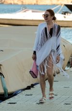 LINDSAY LOHAN Leaves a Yacht in Mykonos 09/04/2017