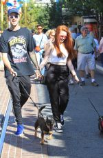 MADELAINE PETSCH and Travis Mills Walks Their Dogs at The Grove in Hollywood 09/09/2017