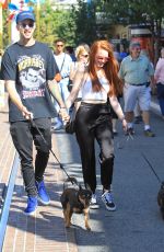 MADELAINE PETSCH and Travis Mills Walks Their Dogs at The Grove in Hollywood 09/09/2017