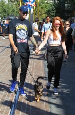 MADELAINE PETSCH and Travis Mills Walks Their Dogs at The Grove in Hollywood 09/09/2017