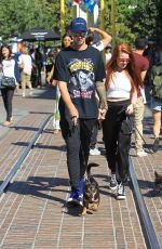 MADELAINE PETSCH and Travis Mills Walks Their Dogs at The Grove in Hollywood 09/09/2017