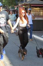 MADELAINE PETSCH and Travis Mills Walks Their Dogs at The Grove in Hollywood 09/09/2017