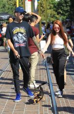 MADELAINE PETSCH and Travis Mills Walks Their Dogs at The Grove in Hollywood 09/09/2017