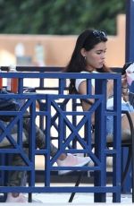 MADISON BEER in Denim Shorts at a Car Wash in Los Angeles 09/26/2017