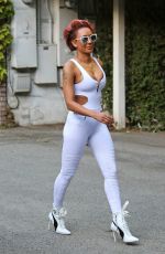 MELANIE BROWN in White Bodysuit Out in Los Angeles 09/23/2017
