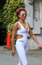 MELANIE BROWN in White Bodysuit Out in Los Angeles 09/23/2017
