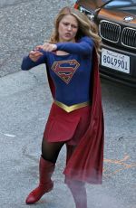MELISSA BENOIST on the Set of Supergirl in Vancouver 09/28/2017