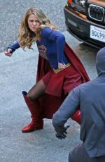 MELISSA BENOIST on the Set of Supergirl in Vancouver 09/28/2017