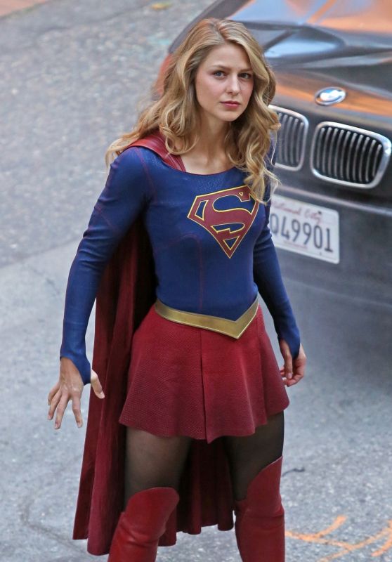 MELISSA BENOIST on the Set of Supergirl in Vancouver 09/28/2017