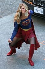 MELISSA BENOIST on the Set of Supergirl in Vancouver 09/28/2017