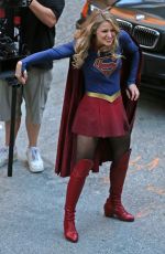 MELISSA BENOIST on the Set of Supergirl in Vancouver 09/28/2017