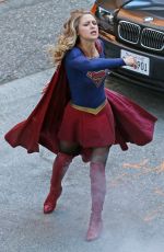 MELISSA BENOIST on the Set of Supergirl in Vancouver 09/28/2017