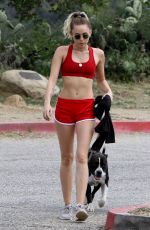 MILEY CYRUS Walks Her Dog Out in Los Angeles 09/08/2017