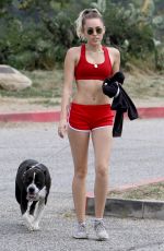 MILEY CYRUS Walks Her Dog Out in Los Angeles 09/08/2017