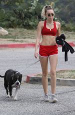 MILEY CYRUS Walks Her Dog Out in Los Angeles 09/08/2017