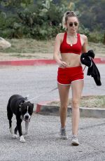 MILEY CYRUS Walks Her Dog Out in Los Angeles 09/08/2017