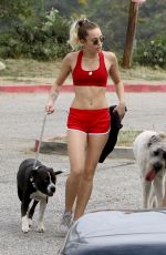 MILEY CYRUS Walks Her Dog Out in Los Angeles 09/08/2017