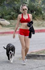 MILEY CYRUS Walks Her Dog Out in Los Angeles 09/08/2017
