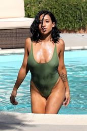 MONTIA SABBAG in Swimsuit at a Pool in Los Angeles 09/22/2017