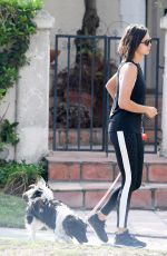 NINA DOBREV Out with Her Dog in Los Angeles 09/11/2017