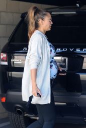 Pregnant JESSICA ALBA Leaves a Gym in Los Angeles 09/23/2017