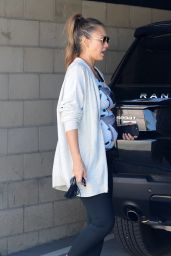 Pregnant JESSICA ALBA Leaves a Gym in Los Angeles 09/23/2017