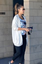 Pregnant JESSICA ALBA Leaves a Gym in Los Angeles 09/23/2017