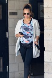 Pregnant JESSICA ALBA Leaves a Gym in Los Angeles 09/23/2017