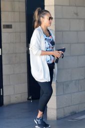 Pregnant JESSICA ALBA Leaves a Gym in Los Angeles 09/23/2017