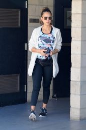 Pregnant JESSICA ALBA Leaves a Gym in Los Angeles 09/23/2017