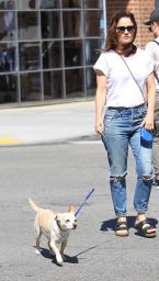 ROBIN TUNEY Walks Her Dog Out in Beverly Hills 09/21/2017