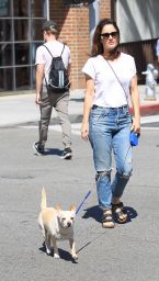 ROBIN TUNEY Walks Her Dog Out in Beverly Hills 09/21/2017